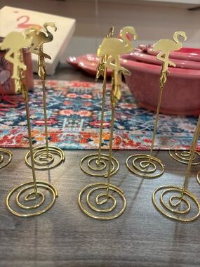 Gold Flamingo Place Card Holders - Pack of 8